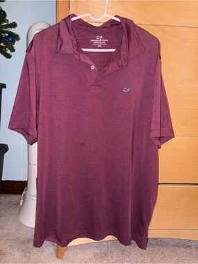 Vineyard Vines Men's Burgundy Polo with Whale Logo